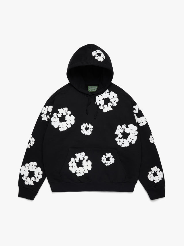 Cotton Wreath Hoodie Black