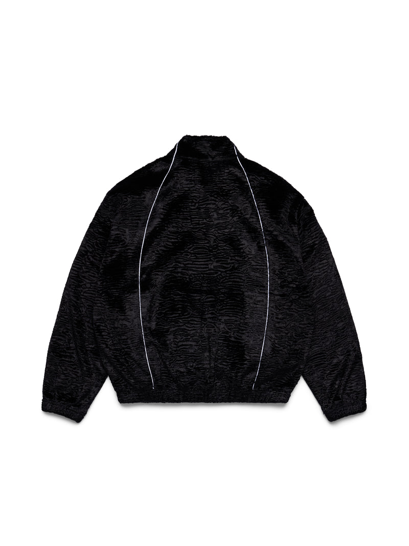 Faux Astrakhan Track Jacket Black