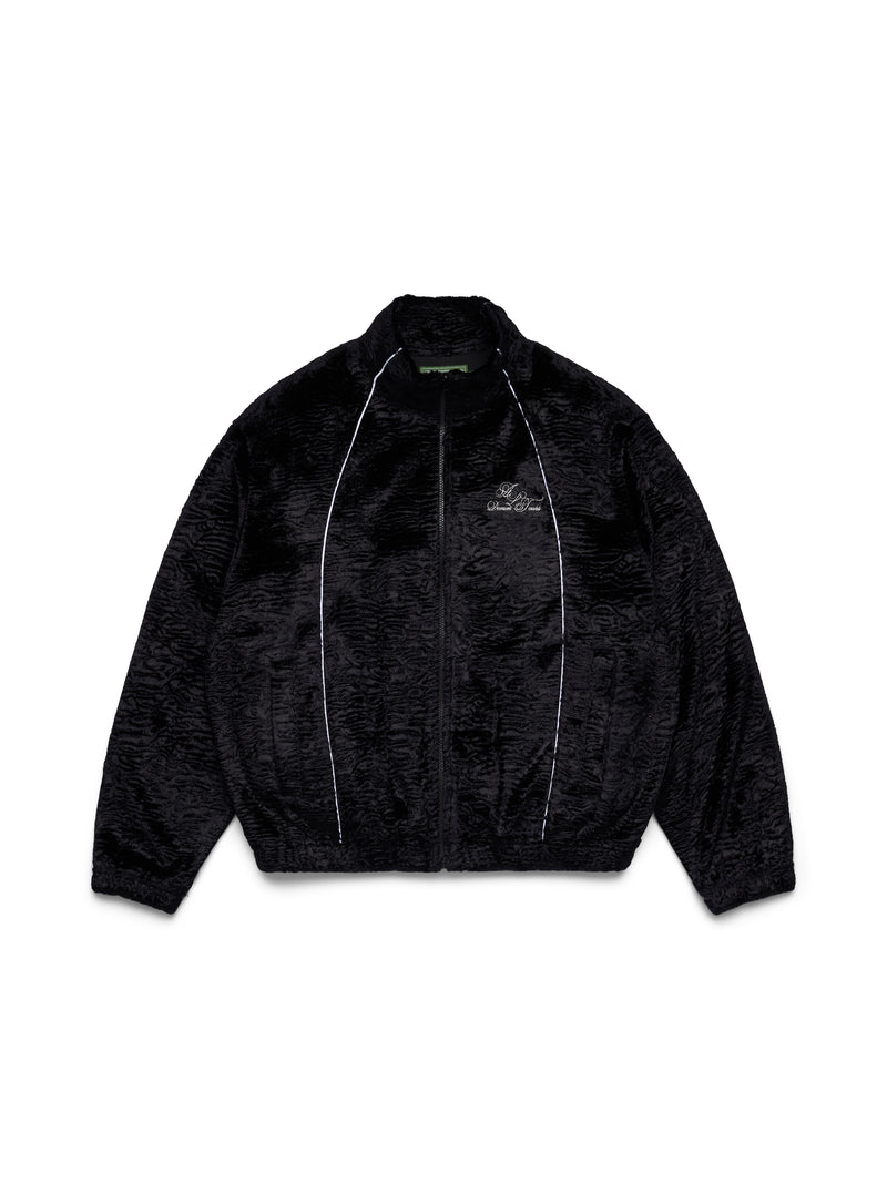 Faux Astrakhan Track Jacket Black