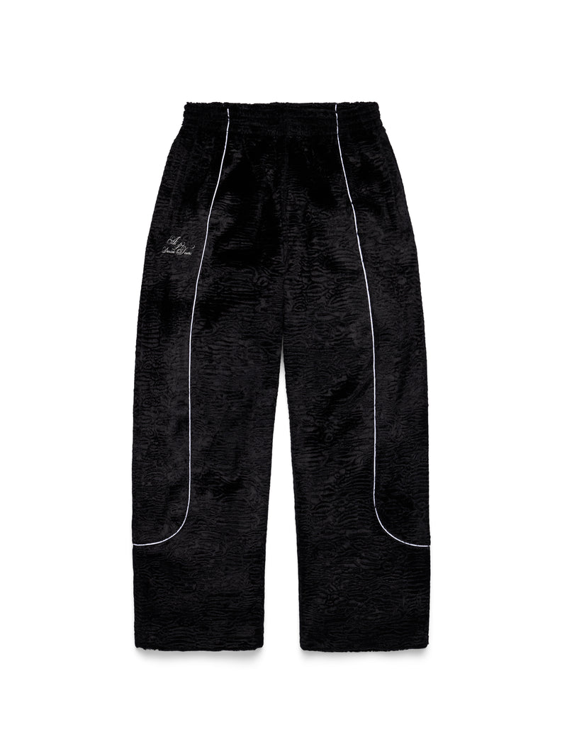 Faux Astrakhan Track Pant Black