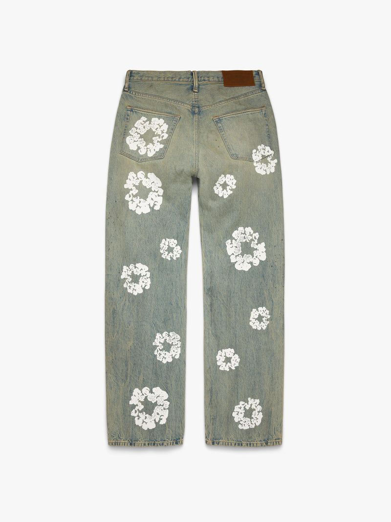 Baggy Cotton Wreath Denim Pant Dirty Wash