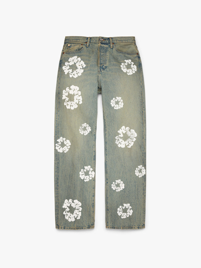 Baggy Cotton Wreath Denim Pant Dirty Wash