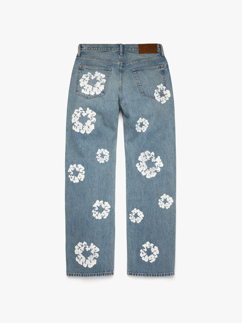 Baggy Cotton Wreath Denim Pant Light Wash