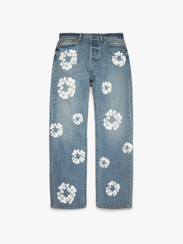 Baggy Cotton Wreath Denim Pant Light Wash