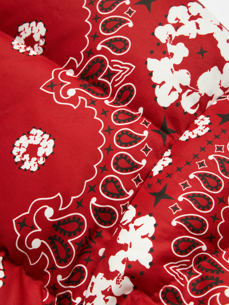 Cotton Wreath Paisley Puffer Jacket Red