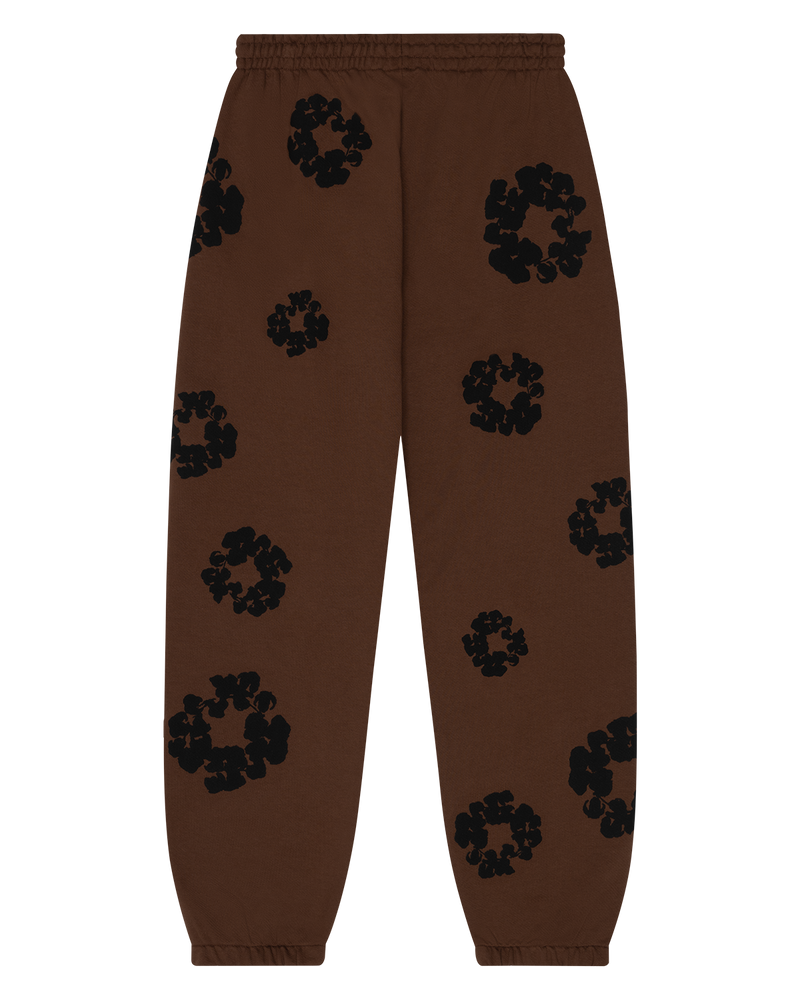 Black Cotton Wreath Sweatpants Brown