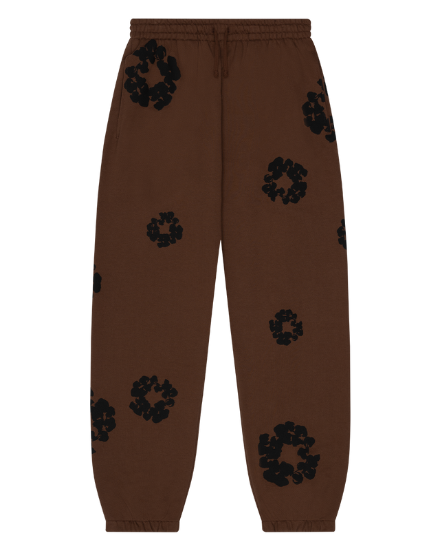 Black Cotton Wreath Sweatpants Brown