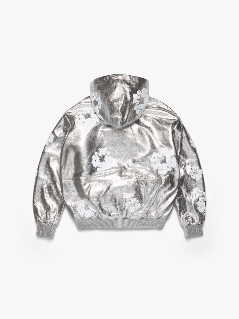 Leather Cotton Wreath Jacket Silver