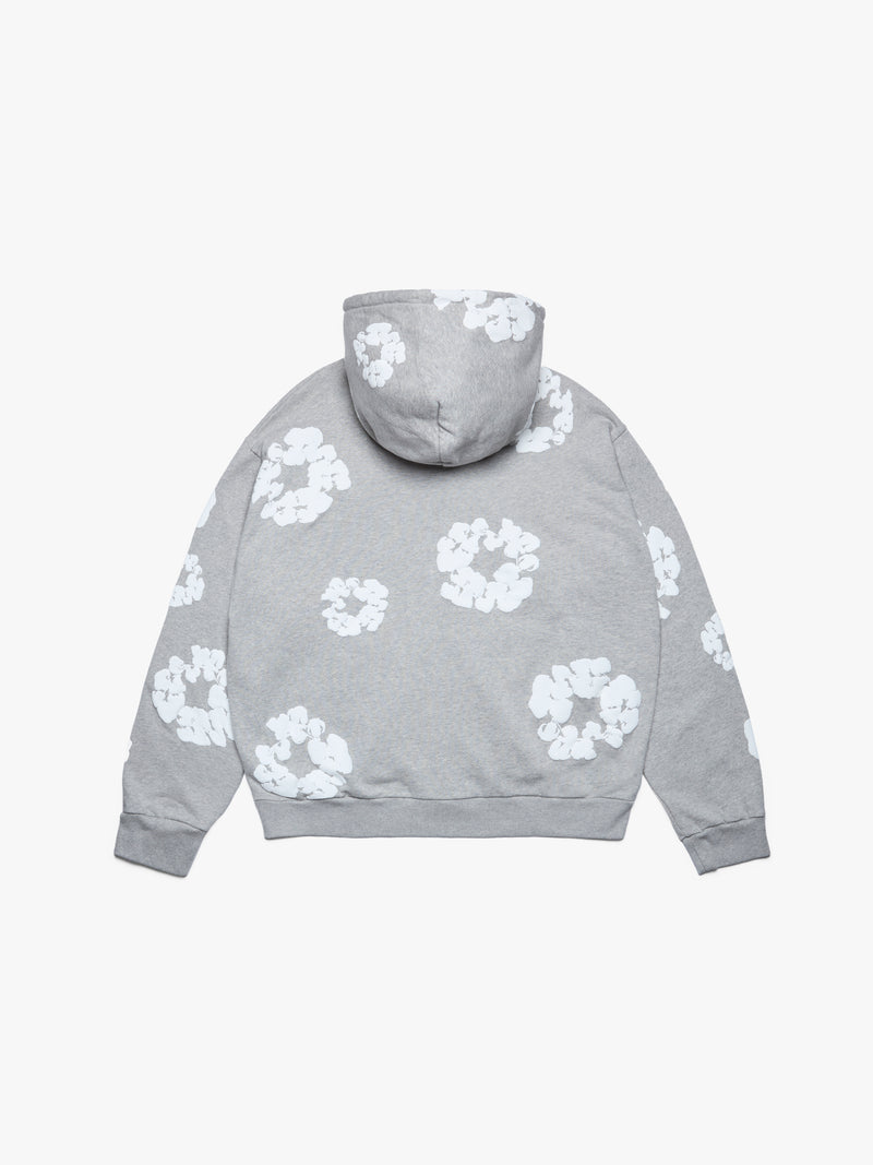 Cotton Wreath Zip Hoodie Grey
