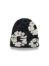 Cotton Wreath Alpaca Wool Knit Beanie Black