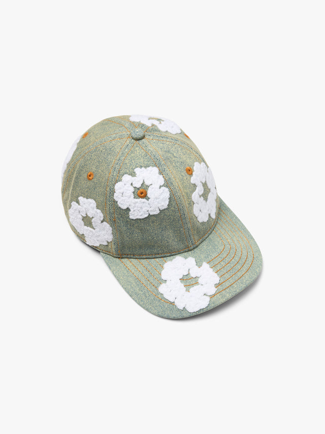 Cotton Wreath Raw Denim Cap Dark Wash