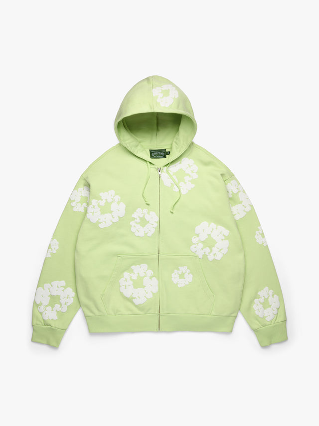 Cotton Wreath Zip Hoodie Mint