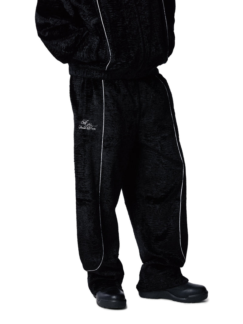 Faux Astrakhan Track Pant Black