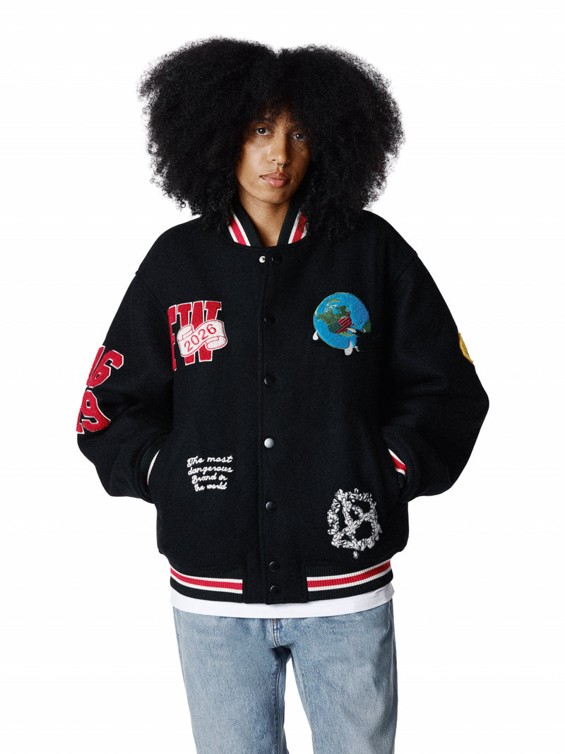 Bobby Huey Reversible Varsity Jacket Black