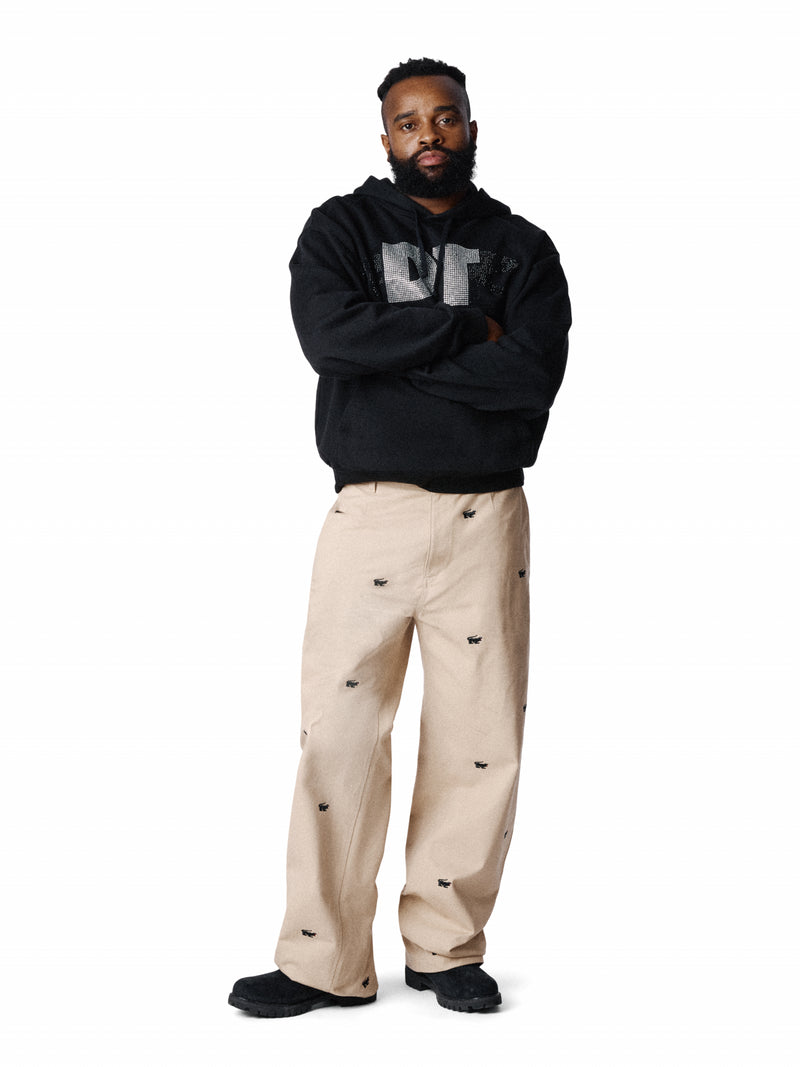 Rhinestone DT Panther Pullover Hoodie Black