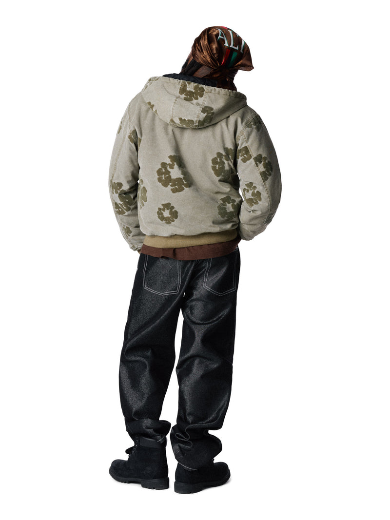 Cotton Wreath Flocked Zip Jacket