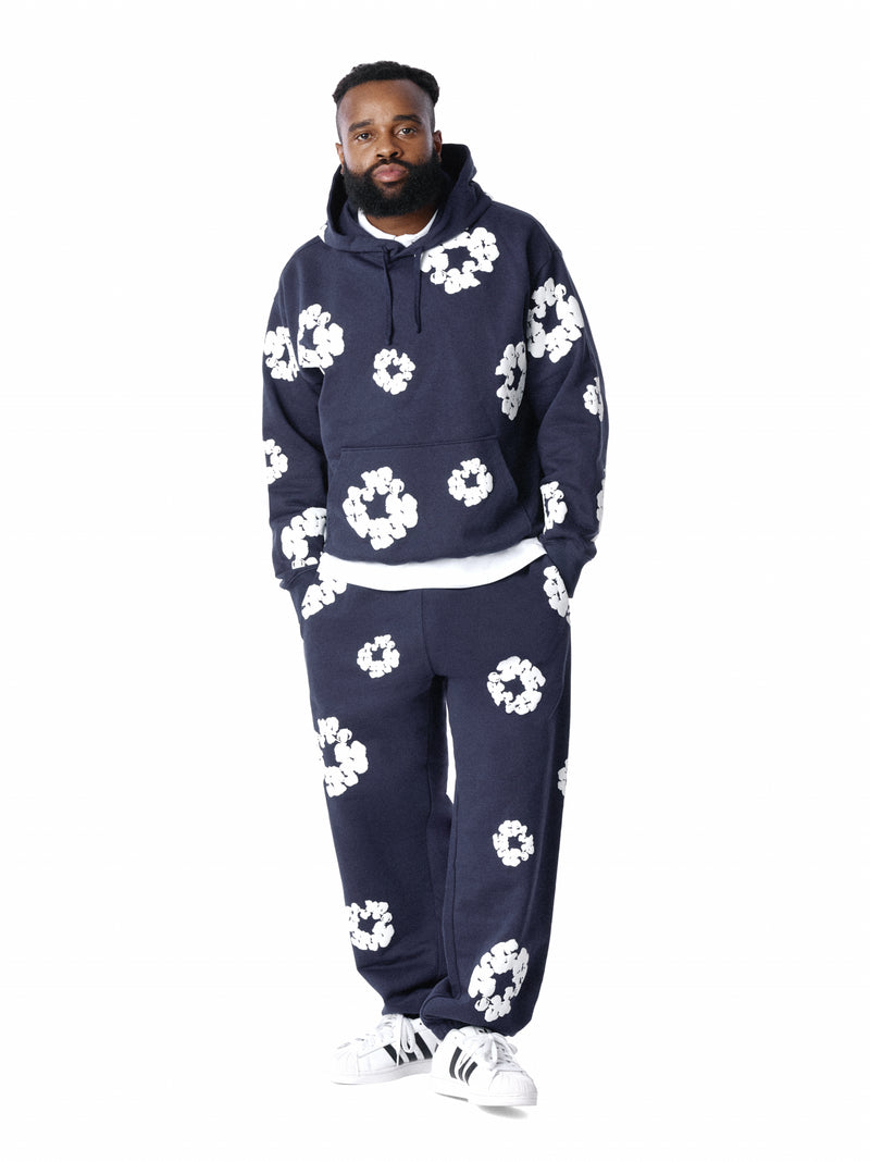 Cotton Wreath Sweatpants Navy