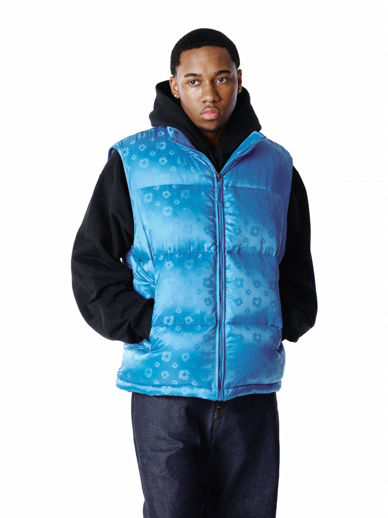 Jacquard Monogram Cotton Wreath Vest Blue