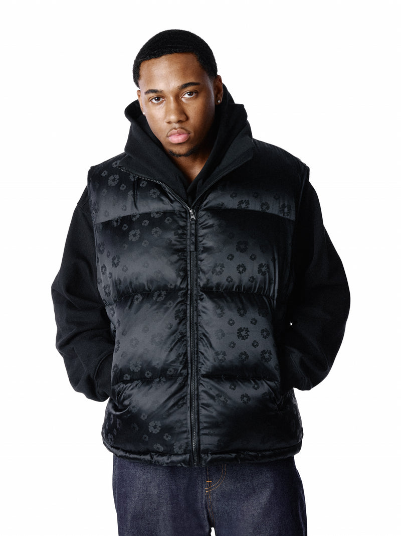 Jacquard Monogram Cotton Wreath Vest Black