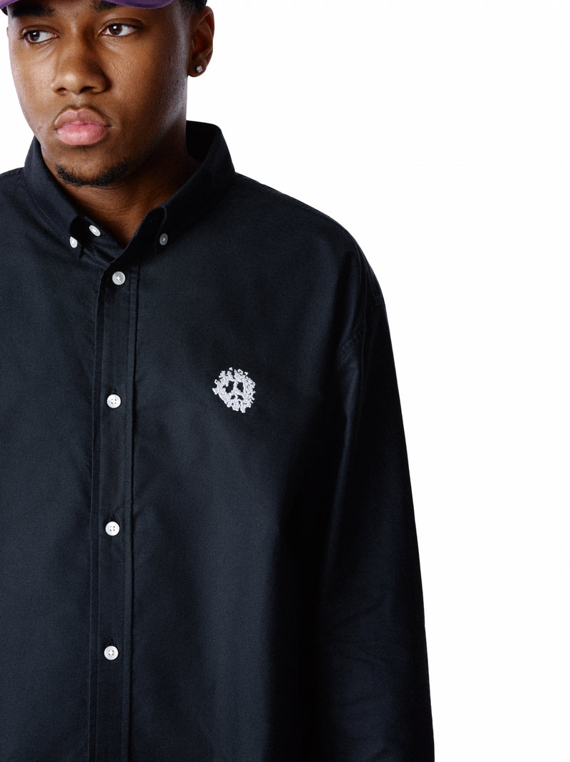 Peace Wreath Oxford Shirt Black