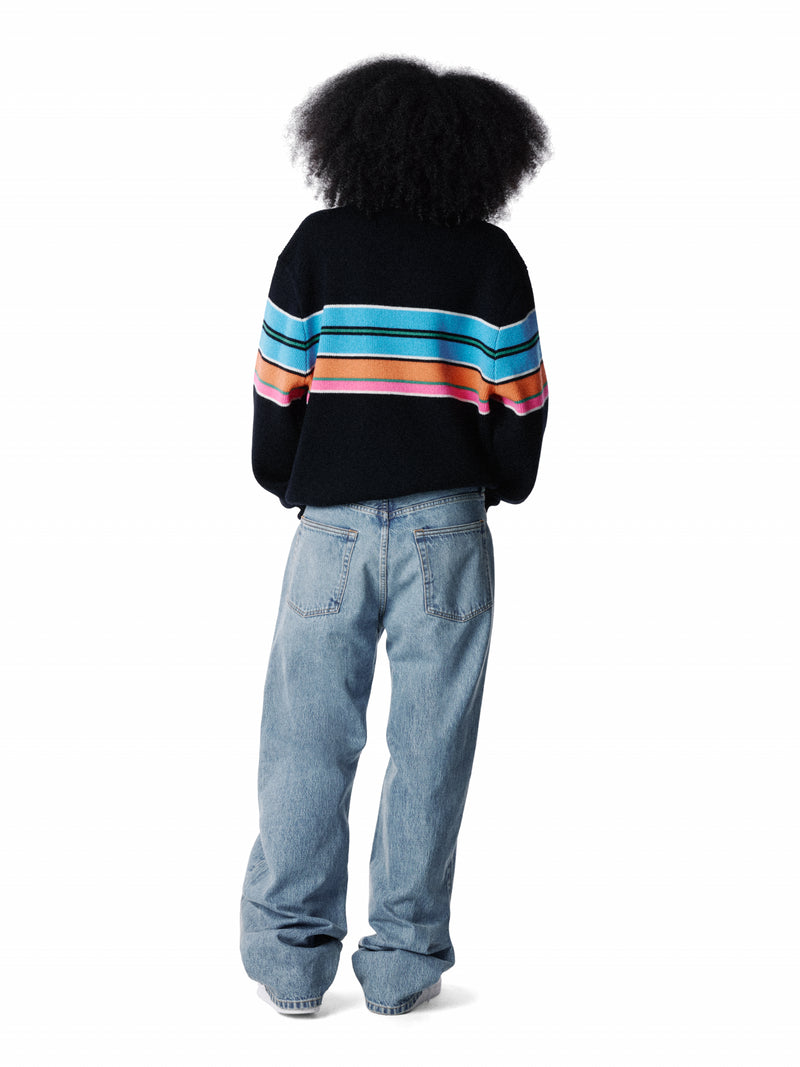 Knit Striped Polo Sweater Multi