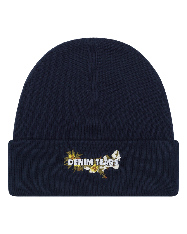 Floral Beanie Navy