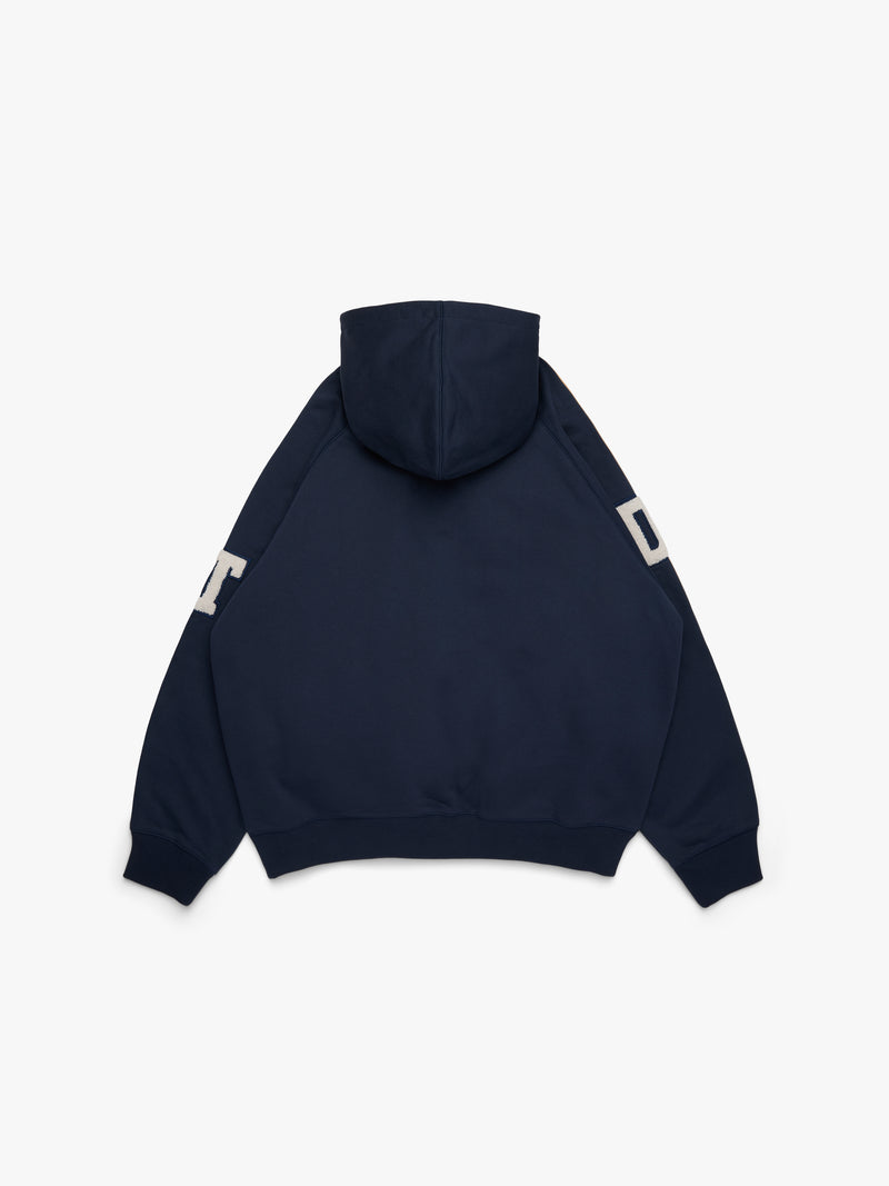 DT Chenille Patch Zip Hoodie Blue