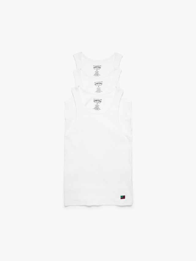 DT Flag 3-Pack Ribbed Tank White