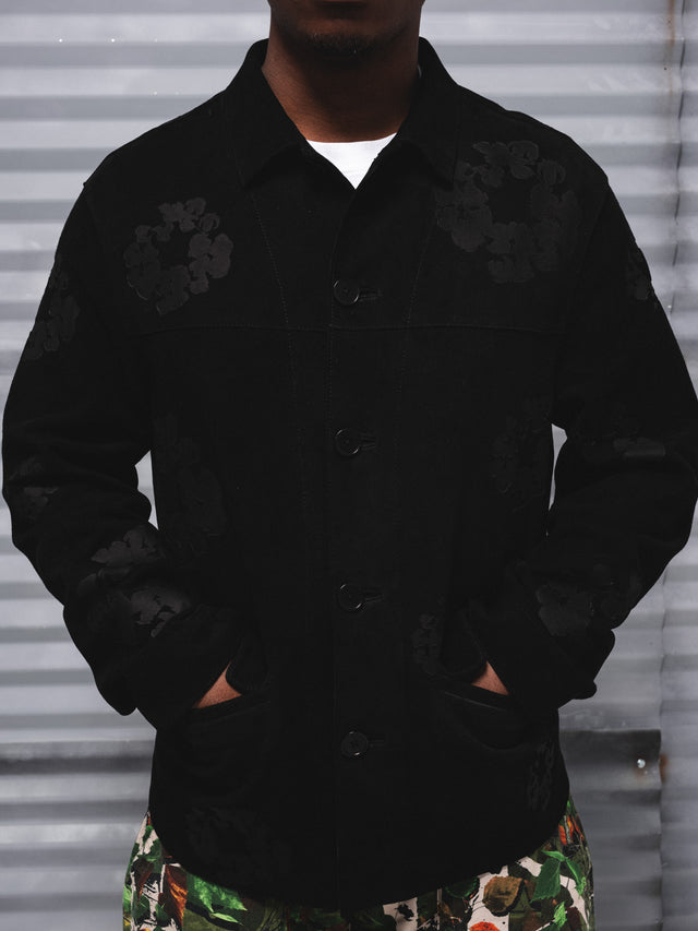 Cotton Wreath Suede Welding Jacket Black