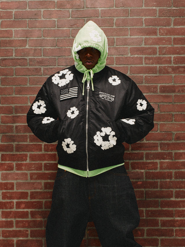 Cotton Wreath MA-1 Bomber Jacket Black