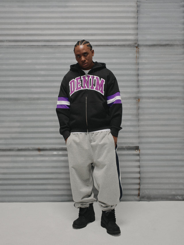 DT Stripe Zip Hoodie Black
