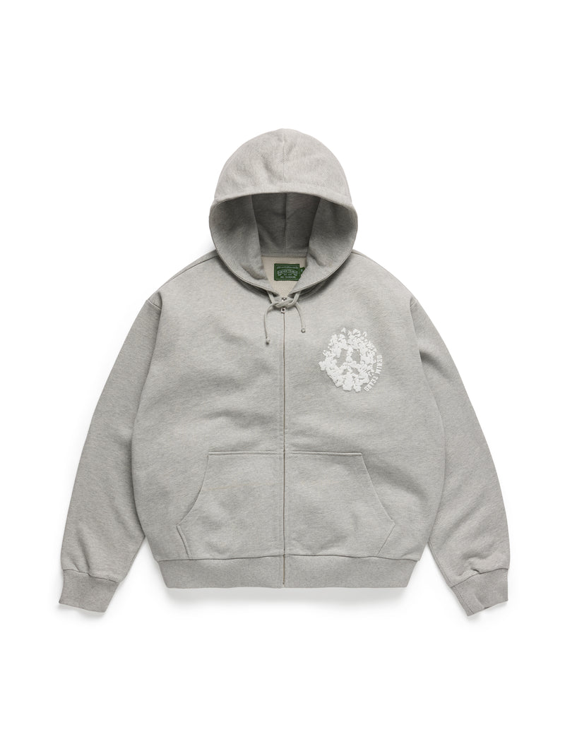 Denim U Zip Hoodie Grey
