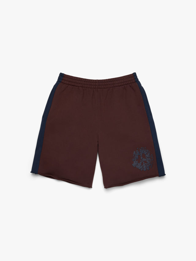 Denim U Paneled Sweatshort Brown