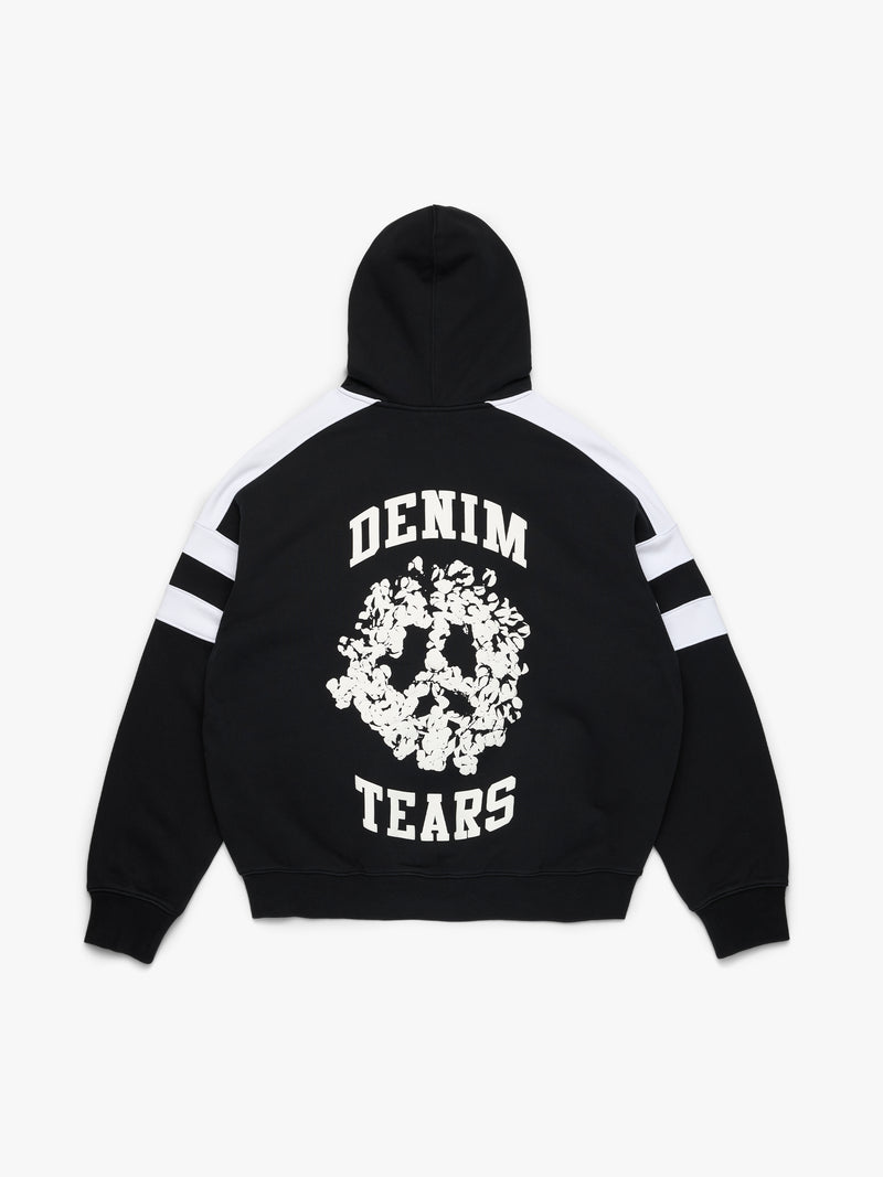 Denim U Paneled Zip Hoodie Black