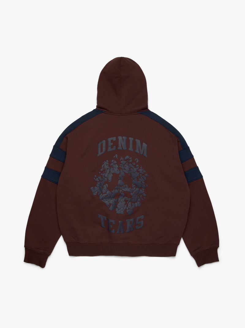 Denim U Paneled Zip Hoodie Brown