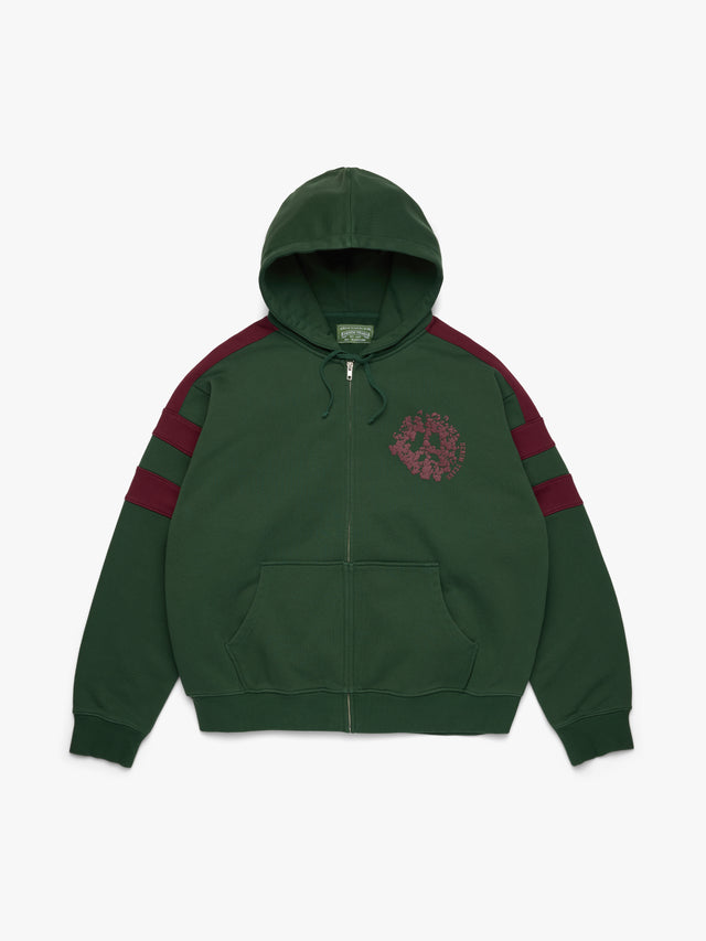 Denim U Paneled Zip Hoodie Green