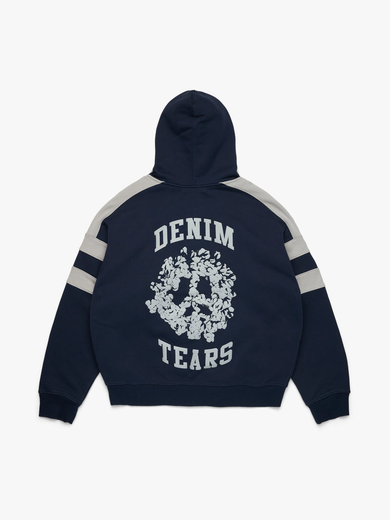 Denim U Paneled Zip Hoodie Navy