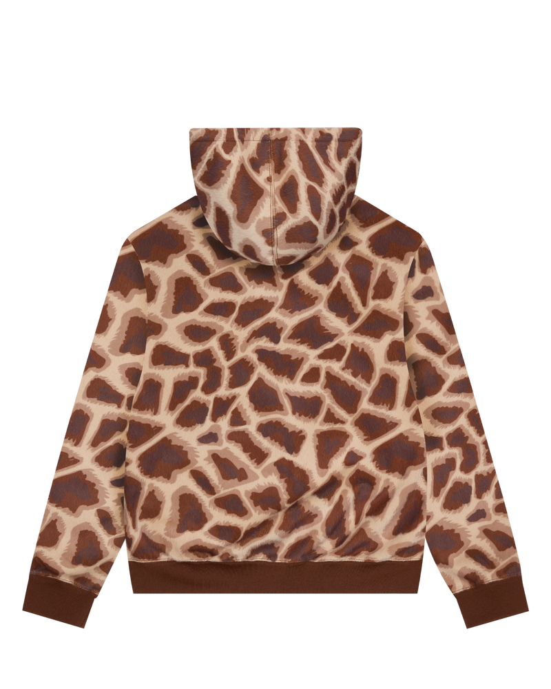 Faux Fur Giraffe Print Hoodie