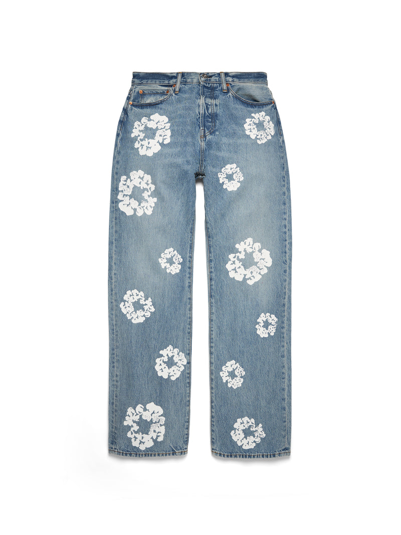 Baggy Cotton Wreath Denim Pant Light Wash
