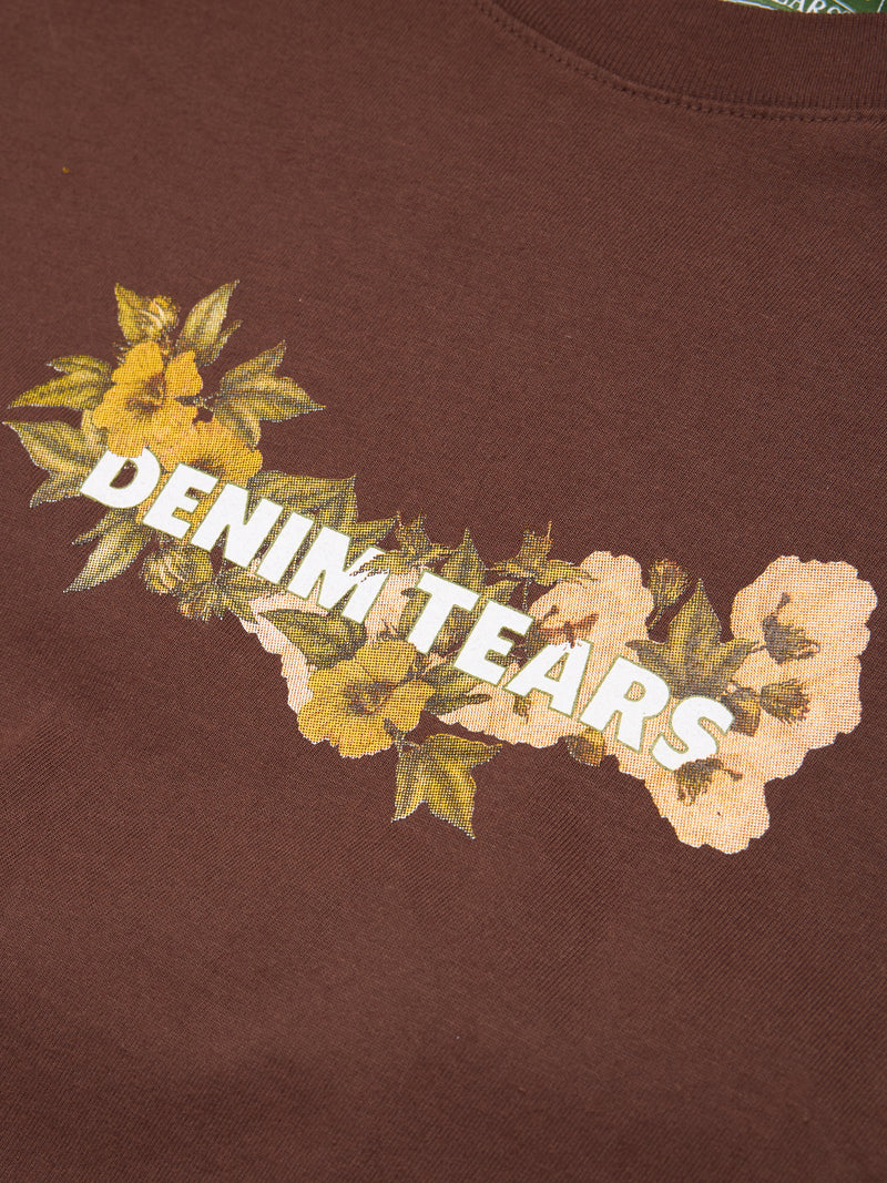 Cotton Floral Logo Tee Brown