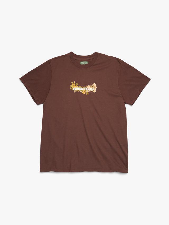 Cotton Floral Logo Tee Brown