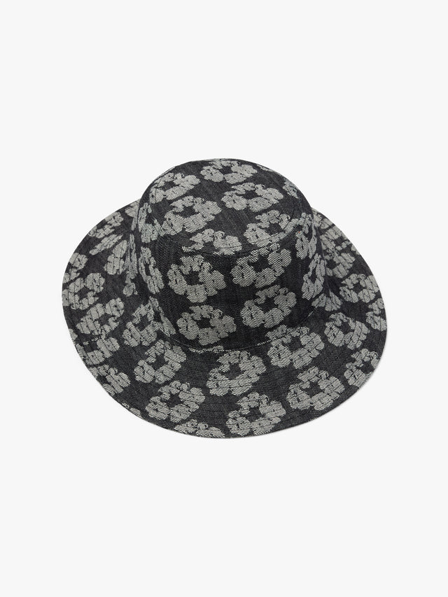 Jacquard Wreath Bucket Hat Washed Black