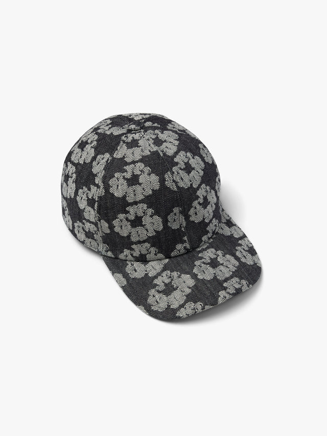 Jacquard Wreath Denim Cap Washed Black