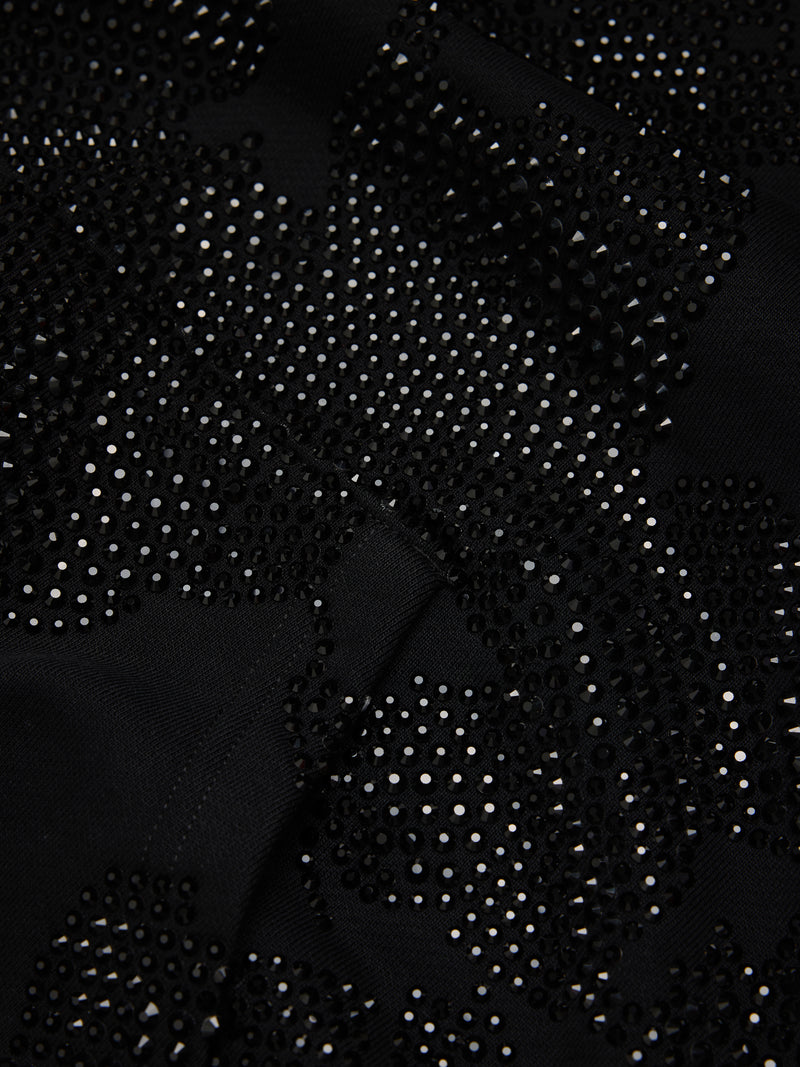 Biggie Rhinestone Cotton Wreath Pull Over Hoodie Black