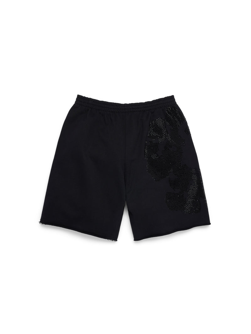 Biggie Rhinestone Cotton Wreath Sweatshort Black