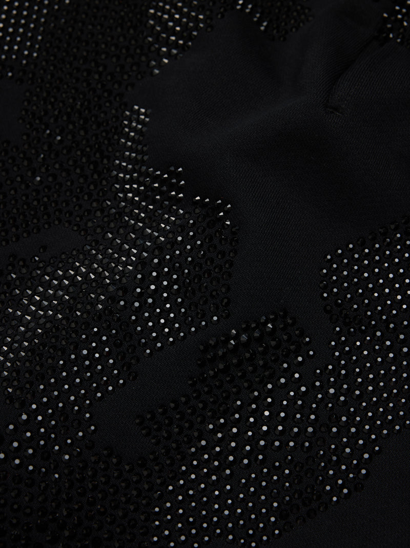Biggie Rhinestone Cotton Wreath Sweatshort Black