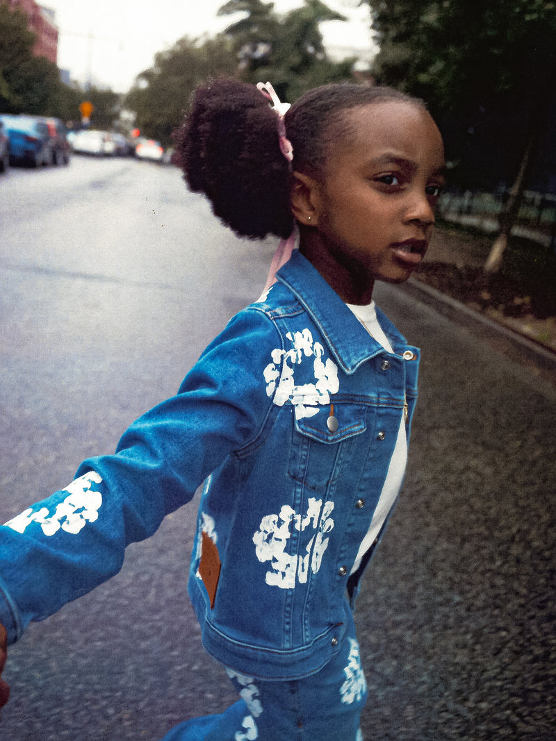 Kids Cotton Wreath Denim Jacket Light Indigo