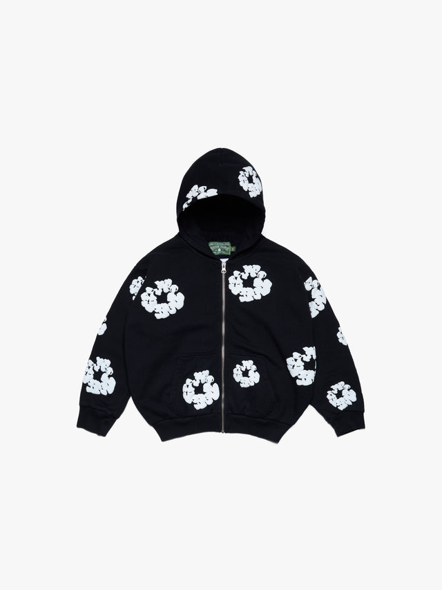 Kids Cotton Wreath Zip Hoodie Black