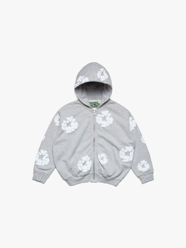 Kids Cotton Wreath Zip Hoodie Grey