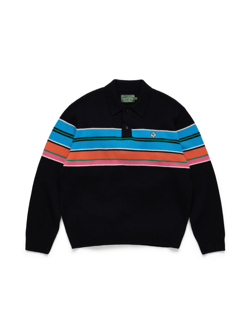 Knit Striped Polo Sweater Multi
